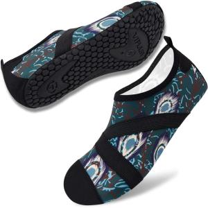 imageVIFUUR Womens Mens Water Shoes Barefoot Quick Dry Aqua Socks for Beach Swim Yoga Outdoor SportsPeafowl Feather
