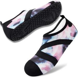 imageVIFUUR Womens Mens Water Shoes Barefoot Quick Dry Aqua Socks for Beach Swim Yoga Outdoor SportsPinkblue Sky