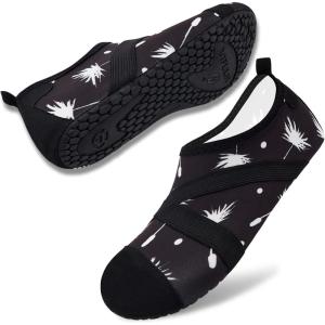 imageVIFUUR Womens Mens Water Shoes Barefoot Quick Dry Aqua Socks for Beach Swim Yoga Outdoor SportsWhite Dandelion